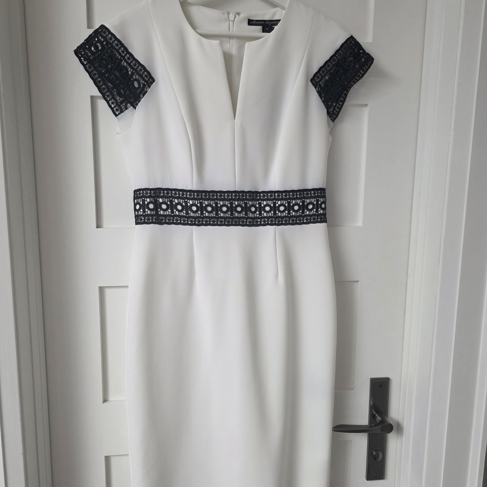 Sandra Angelozzi White Dress with Black Accents
